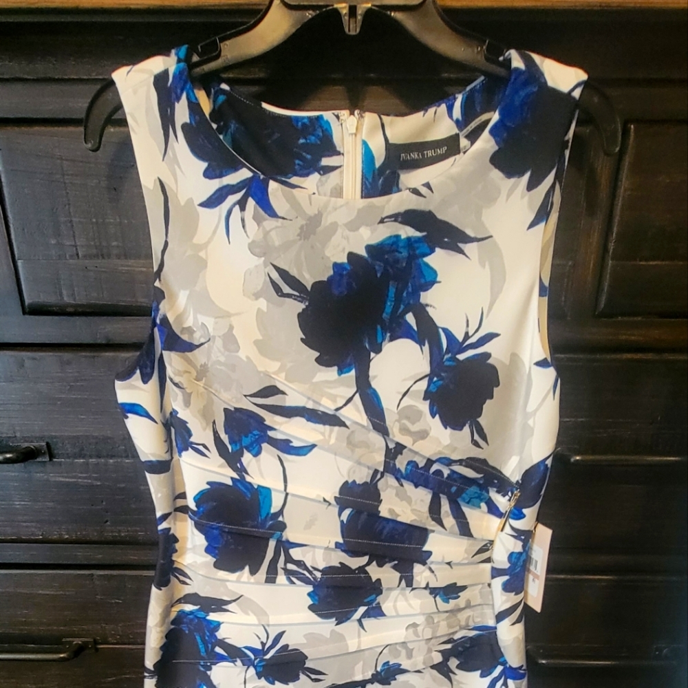Blue light gray and white dress